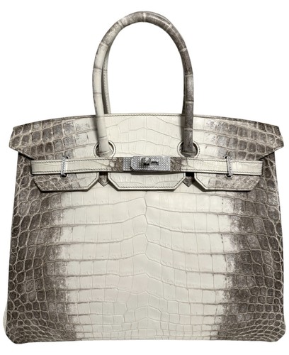 Hermes Birkin 35 Diamantes Himalaya Blanco Mate Cocodrilo Oro Blanco 18k HWR