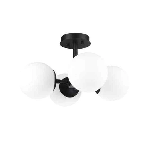 Z-Lite 18 in. 4-Light Matte Black Semi-Flush Mount with Matte Opal Glass - Picture 5 of 9