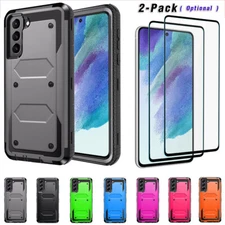For Samsung Galaxy S21 FE 5G Shockproof Rugged Phone Case Cover w/Tempered Glass