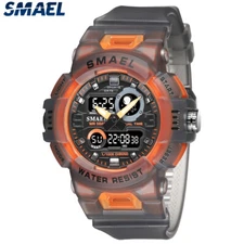 SMAEL Men Quartz Watches LED Stopwatch Rubber Wristwatch Boy Sport Digital Watch