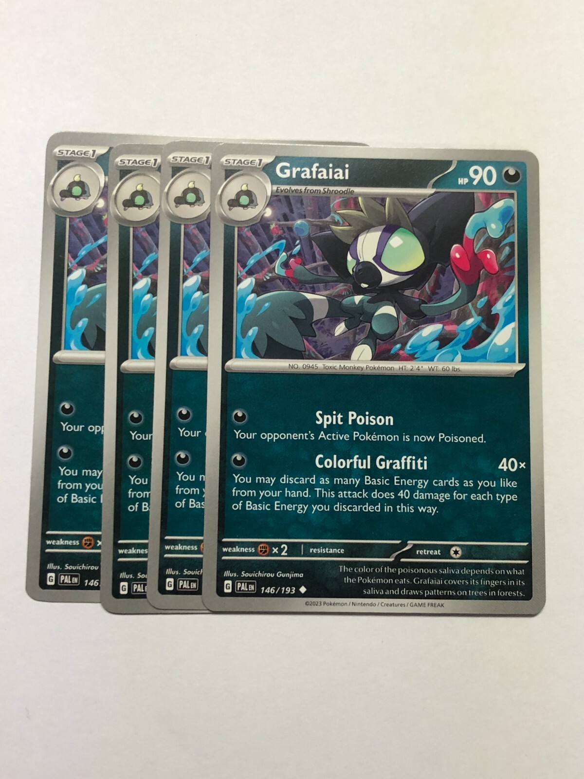 Pokemon Card Paldea Evolved 4x Playset Grafaiai 146/193 Near Mint