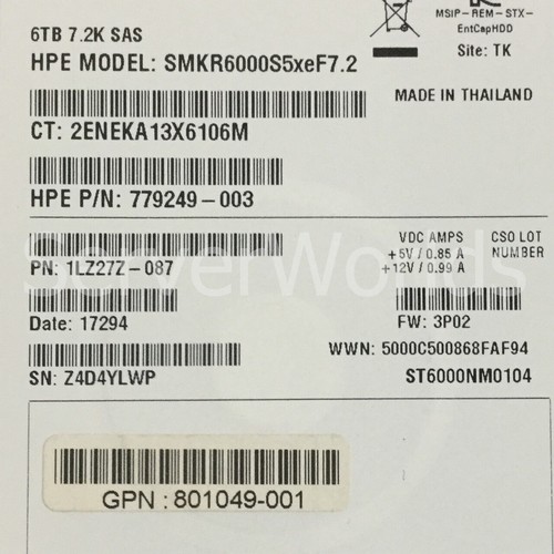 HPe J8S24A 3Par 2TB SAS 7200rpm 3.5" 6G SAS 809600-001 779248-001 801042-001 - Picture 2 of 5