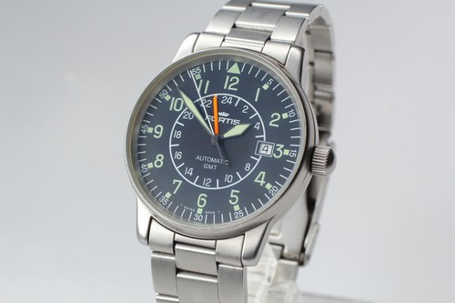 Fortis Flieger GMT Aviator Pilot Date Automatic Mens Watch 596.10.148 From JAPAN