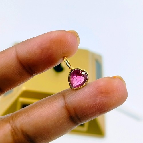 Dije de turmalina rosa en forma de corazón de plata de ley 925 dije hecho a mano - Imagen 3 de 9