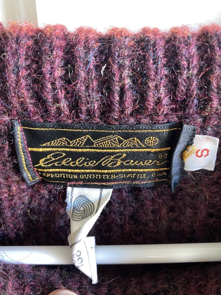 Suéter/Jersey Unisex Vintage Eddie Bauer 100% Pura Lana Nueva Pescadores Talla S Foto 4 de 4