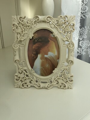 Bilderrahmen Fotorahmen Papyrus 21x18 cm Creme Kunststeinguss Barock-Stil