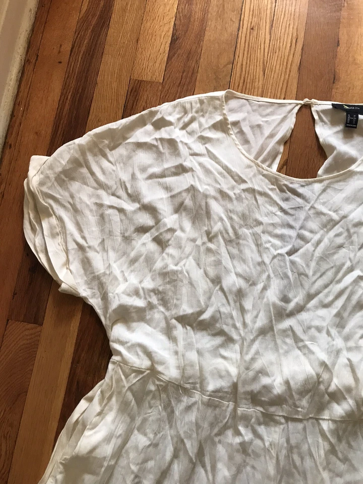 Vestido Forever 21 Mameluco Talla Grande Para Mujer 3X Beige Bolsillo Preppy Manga Corta Foto 3 de 4