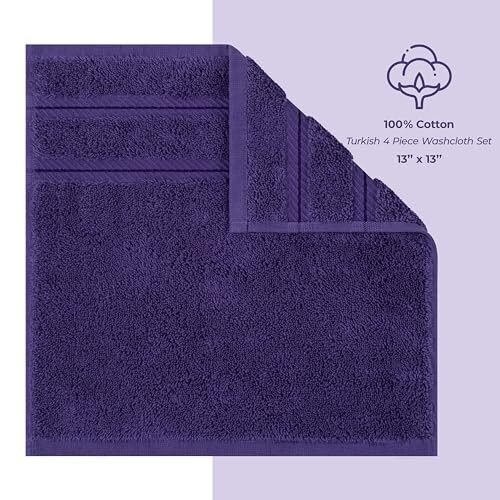 Luxus Waschlappen für Badezimmer, 100% Baumwolle 4 Waschlappen 4er Set Violett Lila - Bild 6 von 6