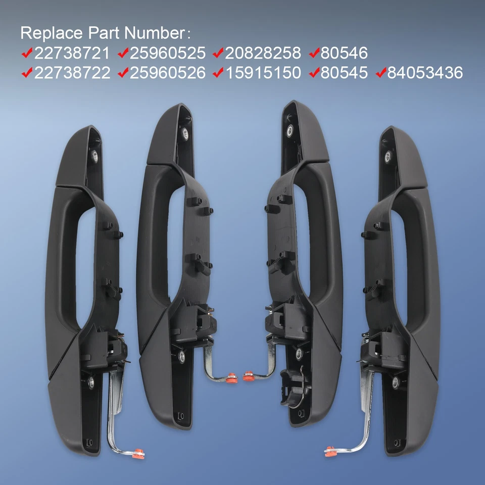 Manija de puerta delantera y trasera negra 4X para Chevy GMC Tahoe Yukon Sierra 2007-2014 Foto 3 de 4