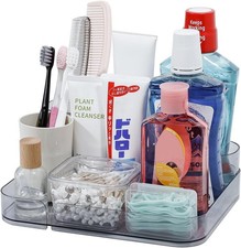 FABROK Toothbrush Holder Bathroom Organizer, Plastic Countertop Trays for Toothp