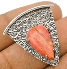 Natural Pink Opal 925 Solid Sterling Silver Pendant,