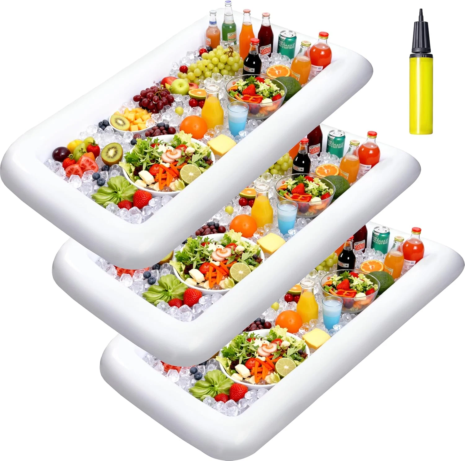JOYIN 3-Pack Inflatable Serving Bars Cooler - Inflatable Cooler Ice Buffet Salad