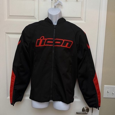 MEDIUM - Icon Hooligan CE Adult Mens Red Black Motorcycle Street Bike Jacket