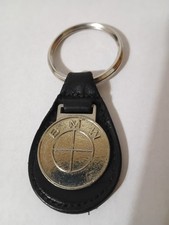 VINTAGE BMW BLACK LEATHER KEYCHAIN - KEYRING
