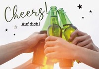 Cheers! Auf Dich Allgemeine WüNsche GlüCkwunschkarte Mit Umschlag Flaschen Ansto