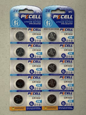 10 Pack CR1632 1632 PKCELL Lithium 3v Battery FACTORY FRESH w/FREE SHIPPING 2030