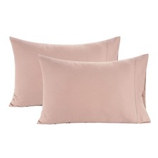 LANE LINEN Organic Cotton Pillowcases Standard Percale - Crisp Cool Dusty Rose 2