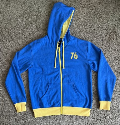 FALLOUT - VAULT 76 Hoodie Mens M Medium Blue Full Zip Fleece Bethesda Swag