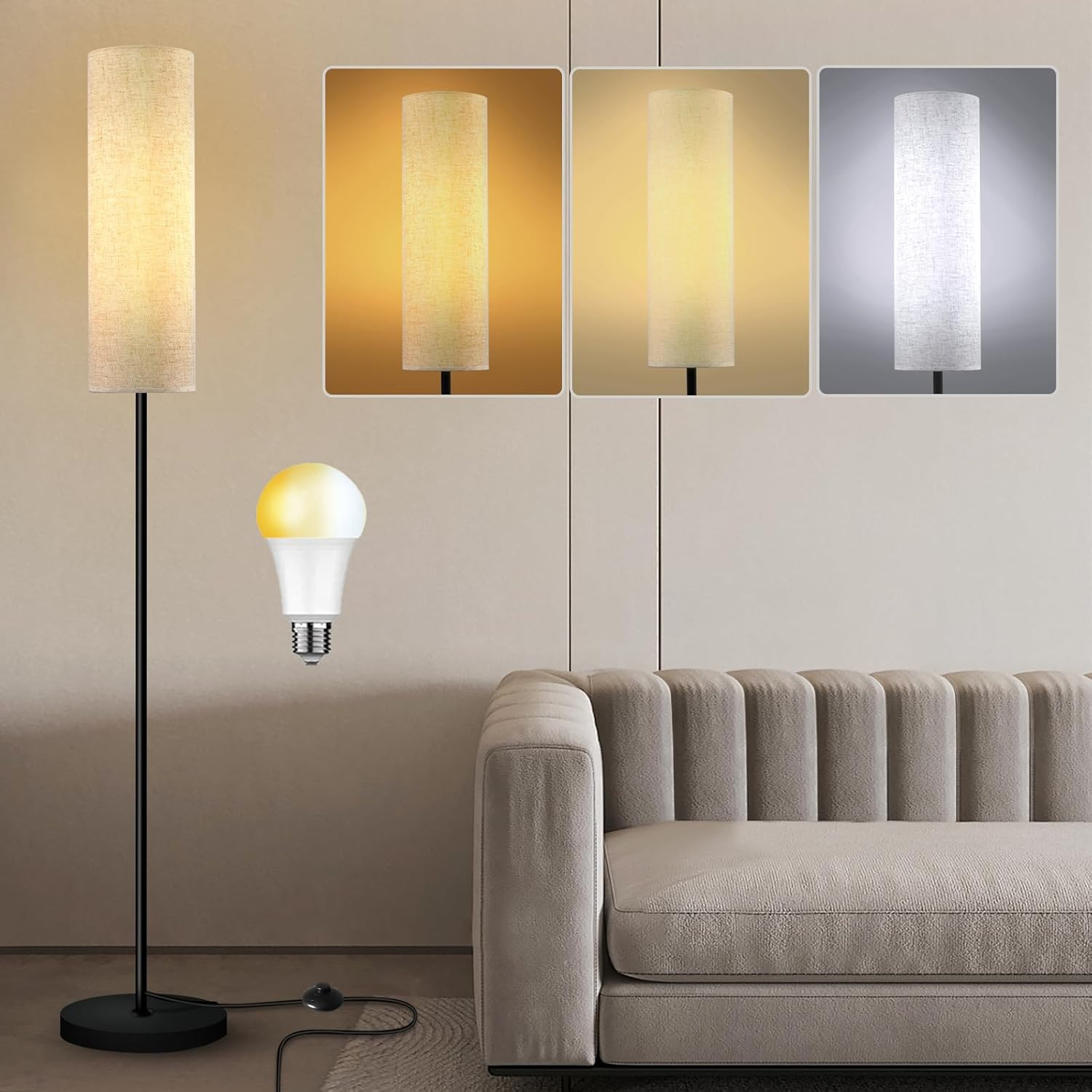 Lampada da Terra LED 175cm Dimmerabile - Piantana 3 Temperature Colore