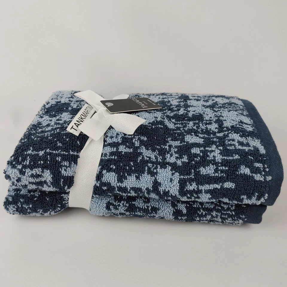 Toallas de mano Tahari Home (2) matriz de puntos azules, nuevas con etiquetas Foto 3 de 4