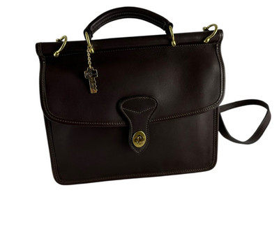 Genuine Vintage Brown JACK GEORGES Leather Crossbody Bag Top Handle Turnlock