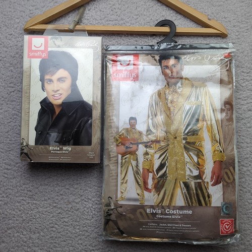 Elvis Presley Costume Mens Large L Elvis 1960s Fancy Dress Rockstar Elvis + Wig