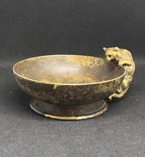 Rare Antique Signed Bronze Vide-Poche Louchet Ciseleur Cat Art Nouveau c.1900