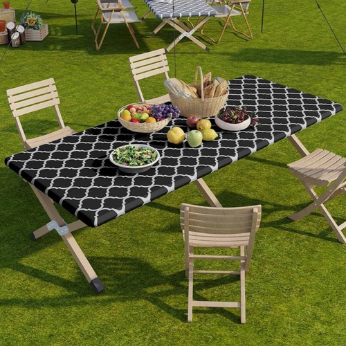 Vinyl Fitted Table Cloth 8 Ft Waterproof Table Cover, Outdoor/Picnic, 30”x96” - Picture 5 of 5