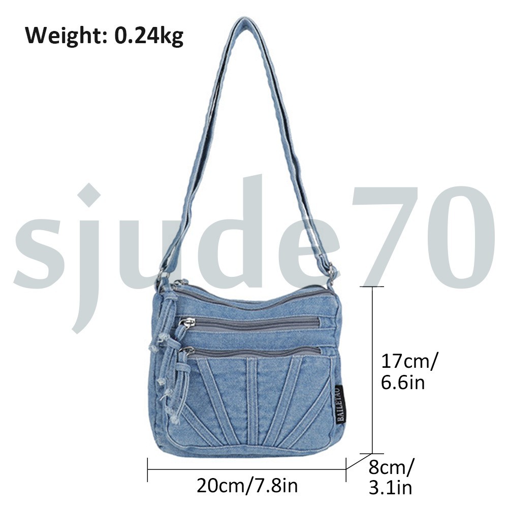 Women's Denim Crossbody Bag Retro Jean Purse Shoulder Handbags Adjustable Strap thumbnail 6