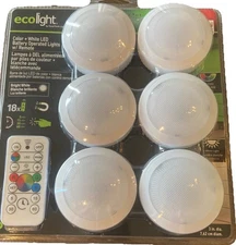 6-Pack 3-in Battery-Operated LED Puck Light - White Finish, IR Remote {66}