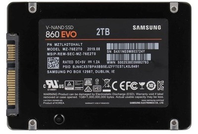 Samsung SSD MZ-76E2T0E 860 Evo 2TB 2.5 SSD 90%+ Wear Life