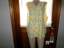 2X Vintage Artistic Creation Cobbler Smock Apron Blue Floral W/ Pockets Snaps