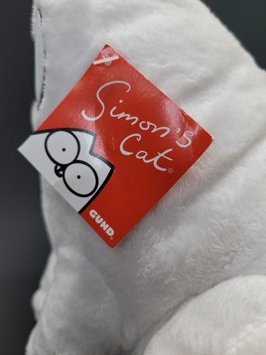 Rare Simon's Cat 10 inch White Plush 2009 Gund Stuffed Animal w/ zipper Pouch - Imagen 5 de 14