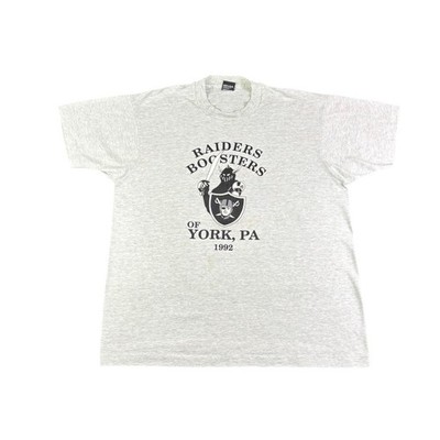 Vintage 1992 Raiders Boosters York PA T-Shirt XL Screen Stars Gray 90s