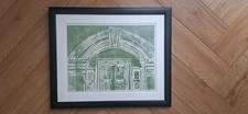 Modern Linocut Print Irish Interest Derry Local Picture Art  16 X 13" In Frame