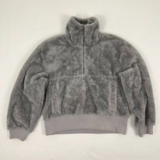 Varley Duray Sherpa Pullover Womens Medium Gray Fleece Cozy Lounge Faux Sherling