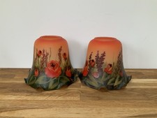 Vintage Handpainted Poppy Tulip Glass Lamp Shade 10cm Price for One