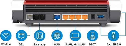 AVM FRITZ!Box 7590 AX (Wi-Fi 6 Router mit 2.400 MBit/s (5GHz) & 1.200 MBit/s (2, - 第 6/7 張圖片