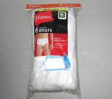 New Hanes 6 Pairs Underwear Mens White Briefs SZ: XL 40/42 Cotton Cool Comfort