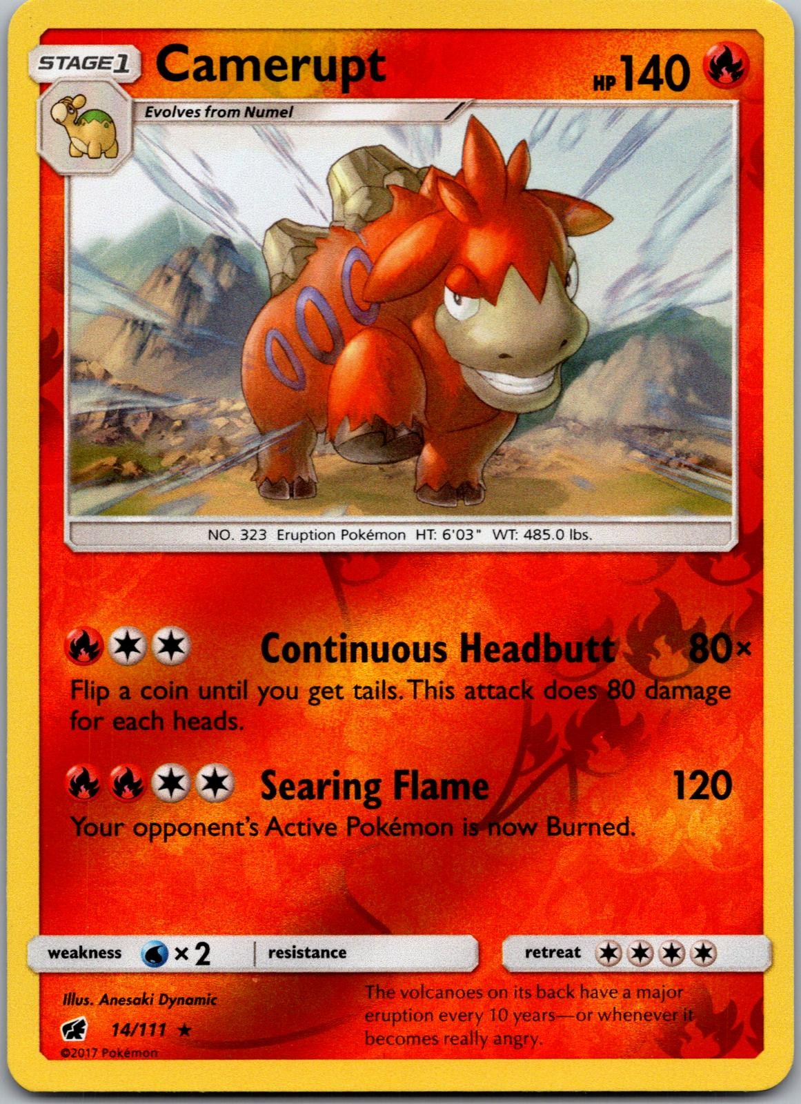 POKEMON CAMERUPT 14/111 RARE REVERSE HOLO CRIMSON INVASION NM/M