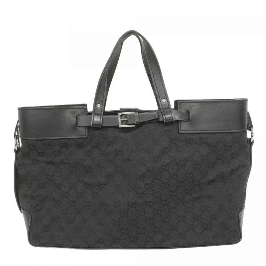 Sac fourre tout GUCCI GG toile noir argent quincaillerie accessoires femmes sac à poussière