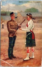Vintage Postcard Argyll and Sutherland Highlanders Drill Inspection