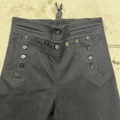 Vintage 40s WW2 US Navy Wool Lace Back Bell Bottom Flare Pants