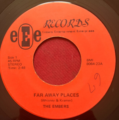 THE EMBERS~FAR AWAY PLACES/JUST CRAZY ABOUT YOU BABY (1978) RARE SOUL 45 EEE NC