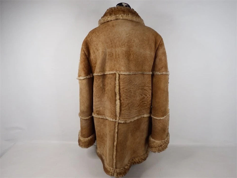 Rare Vintage 70s Shearling Sheepskin Leather Coat Men's Size-XL(Made in USA) - Image 4 of 4