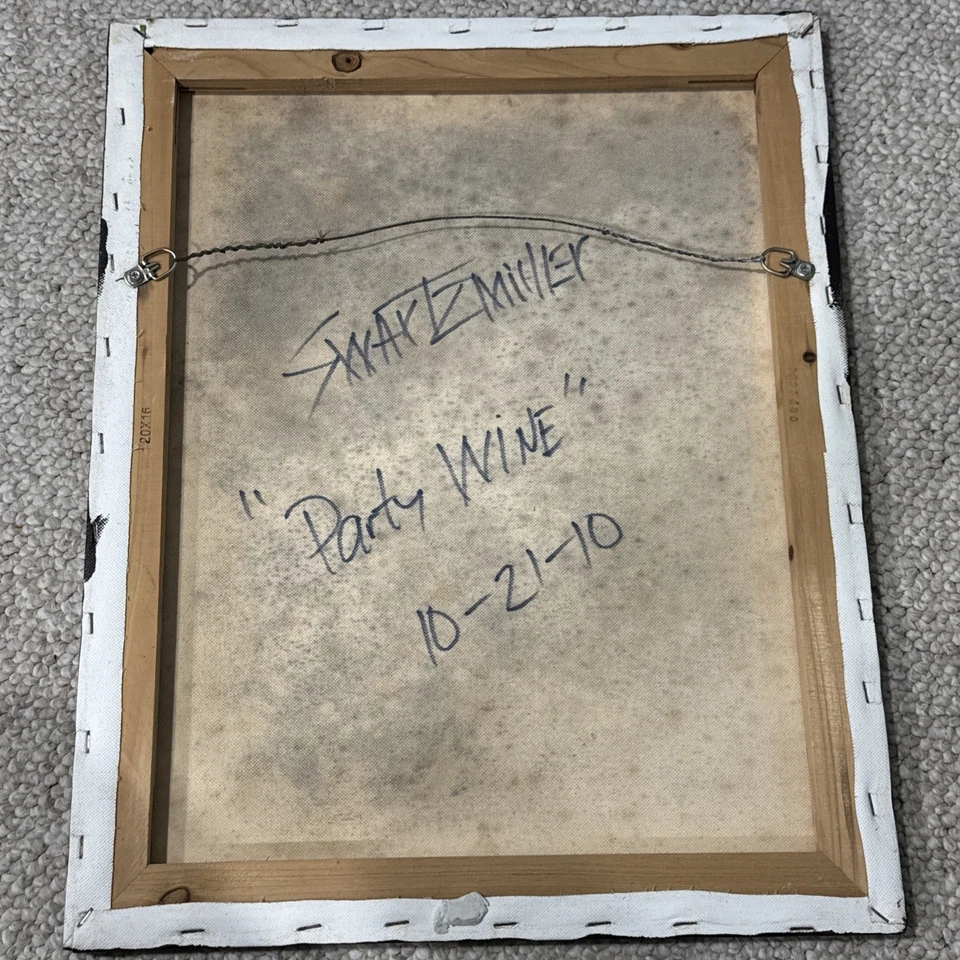 很棒! 原装 Swartzmiller DNA 签名红葡萄酒瓶帆布艺术 16 x 20 — 第 4/4 张图片