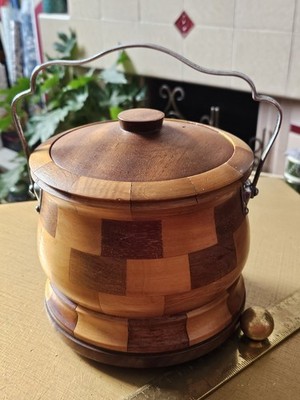 Vintage 60er Jahre Holz Kariert Tee / Keksfass Cambridge Ware