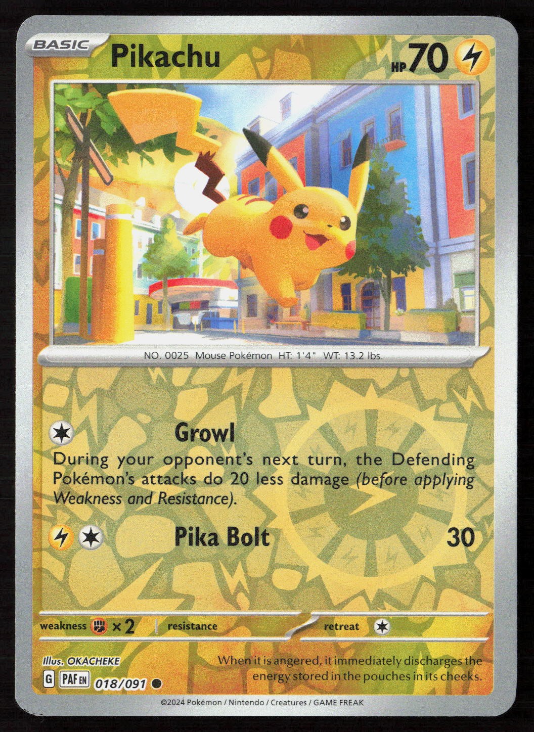 Pikachu - 018/091 #18/91 (Reverse Holo) (LP) SV: Paldean Fates PAF Pokemon