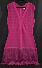 Fuchsia Sleeveless Bandage Dress w/Fringe Hem - Venus