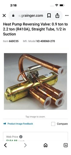 The model number "V2-410060-400" is a heat pump reversing valve